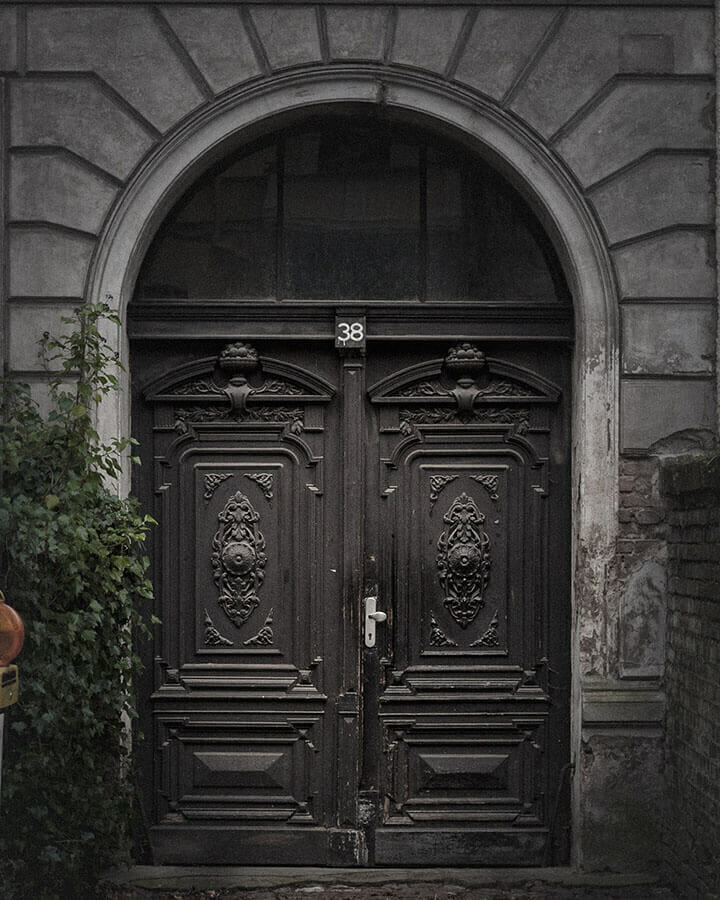 Tür mit Ornamenten in der Gregor-Mendel-Straße